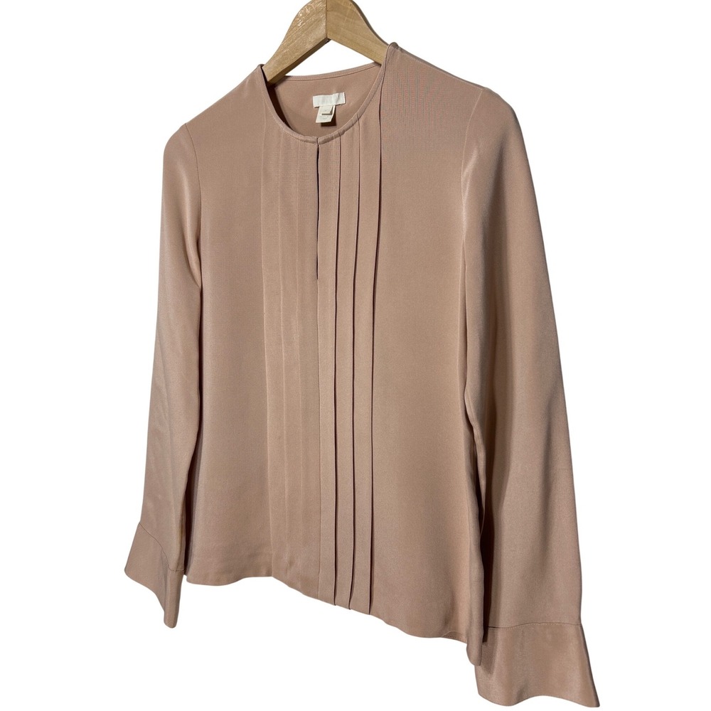 J.Crew Pleated Silk Crepe Blouse Pale‎ Pink Women's Size 4 Retail: $178